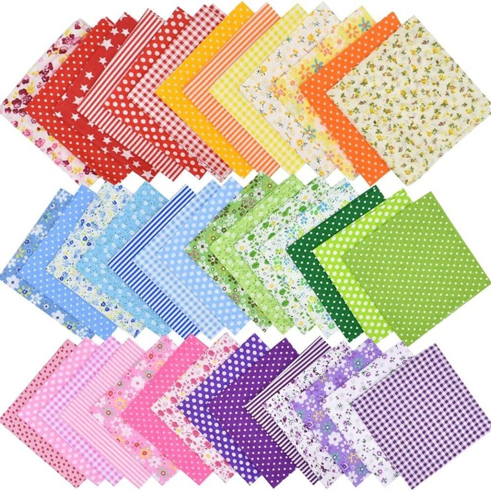 42Pcs 10"x10" Quilting Cotton Fabric Sheets Pre-Cut Multi-Color Design Printed F